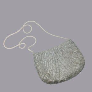 Vintage 80s Walborg Beaded Bag Silver Purse